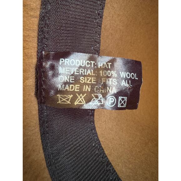 Boho Wide Brim Brown Felt Hat Feather Trim Western Floppy Festival Sun Hat - Picture 2 of 8